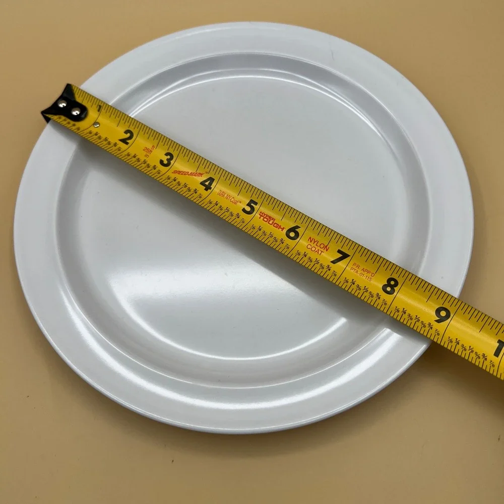 Set of 6 White Melamine 9 Inch Dinner Plates Round Lightweight Non-Microwavable